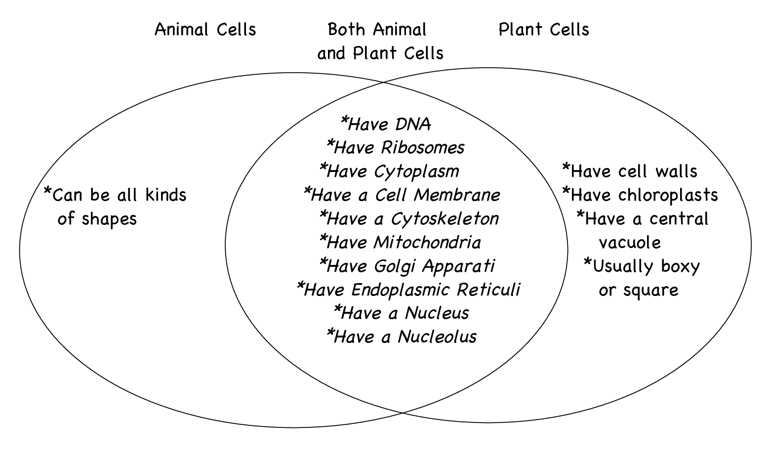 What are the differences between plants and animals?